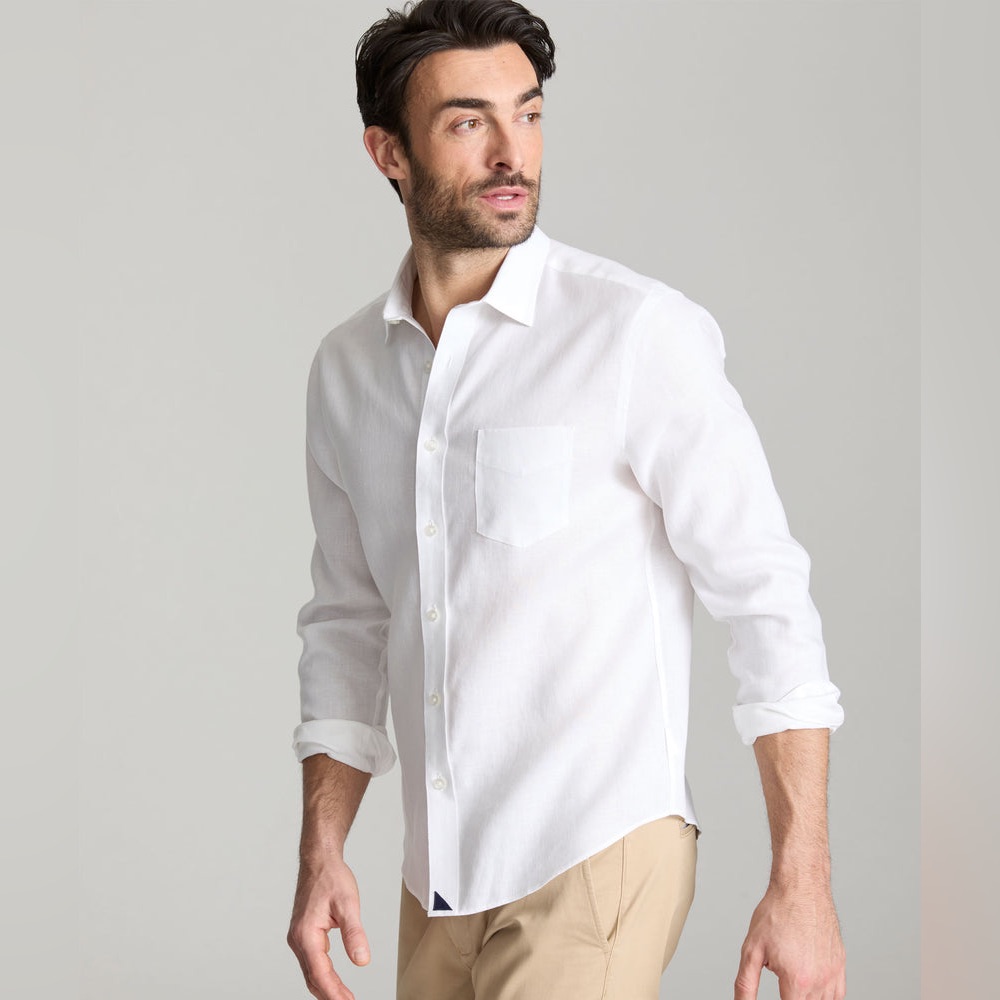 Untuckit 100% Cotton Men's White Button Down Long-Sleeve Shirt